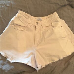 WeWoreWhat Cream Jean Shorts with Frayed Hem